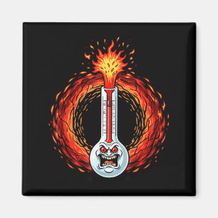 Flaming angry thermometer extreme heat rage  magnet