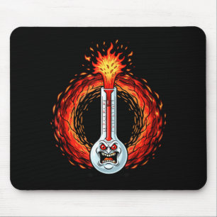Flaming angry thermometer extreme heat rage  mouse pad