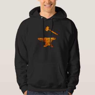 Flaming Anvil & Hammer Blacksmith Metalworking Hoodie