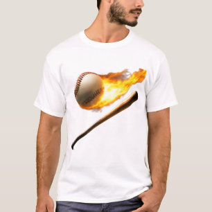 Flaming Baseball Bat And Ball Cool Design T-Shirt