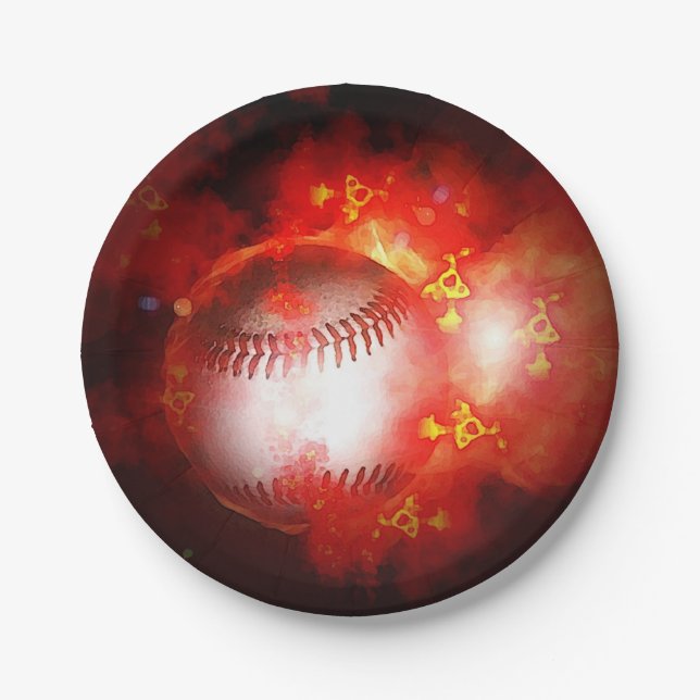 Flaming Baseball Inspirational Paper Plate (Front)