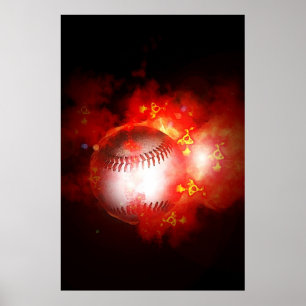 Flaming Baseball Inspirational Poster