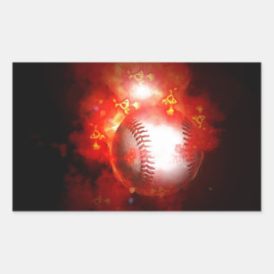 Flaming Baseball Rectangular Sticker