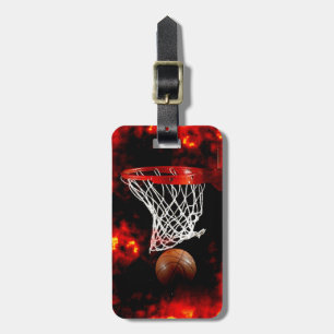Flaming Basketball Artwork Luggage Tag