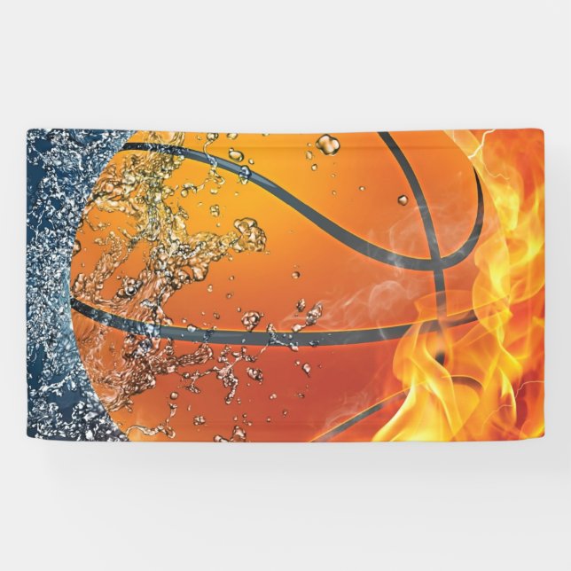 Flaming basketball banner (Horizontal)