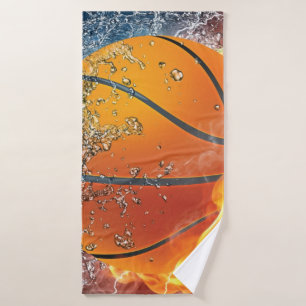 Flaming basketball bath towel