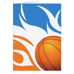 Flaming Basketball Blue and Orange