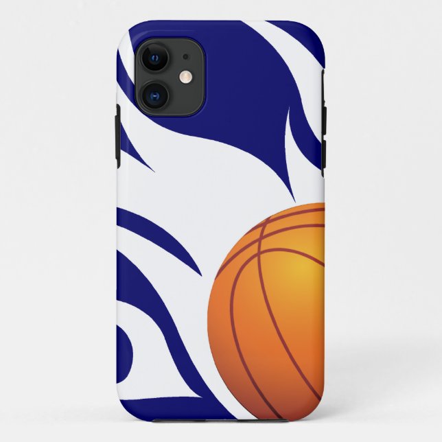 Flaming Basketball Blue and White Case-Mate iPhone Case (Back)