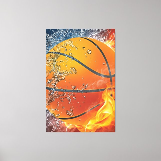 Flaming basketball canvas print (Front)