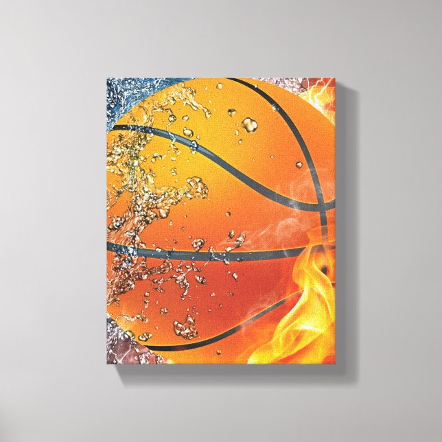 Flaming basketball canvas print (Front)