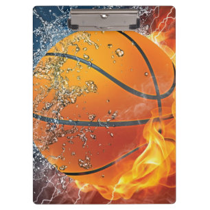 Flaming basketball clipboard