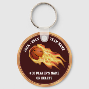 Flaming Basketball Gifts for Players PERSONALIZED Key Ring
