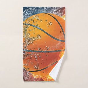 Flaming basketball hand towel