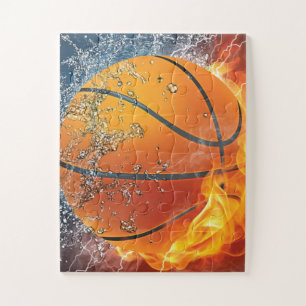 Flaming basketball jigsaw puzzle