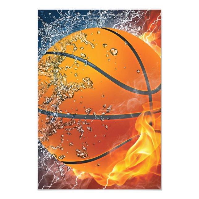 Flaming basketball photo print (Front)
