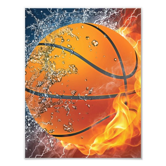 Flaming basketball photo print (Front)