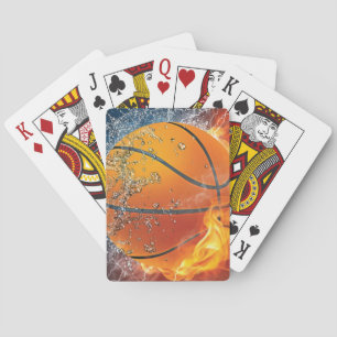 Flaming basketball playing cards