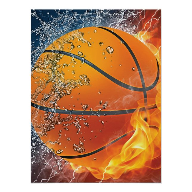 Flaming basketball poster (Front)