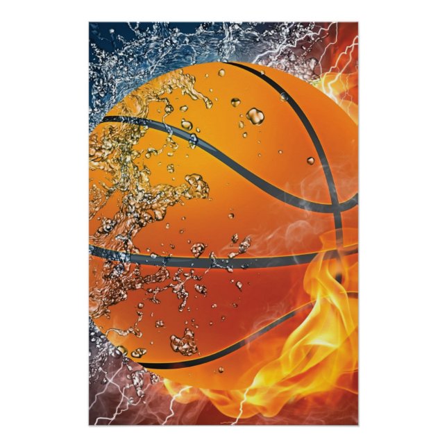 Flaming basketball poster (Front)