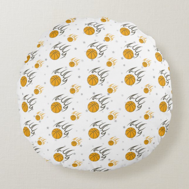 Flaming Basketball Round Cushion (Front)