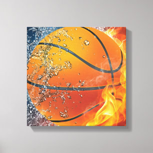Flaming basketball throw pillow canvas print