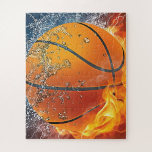 Flaming basketball throw pillow jigsaw puzzle