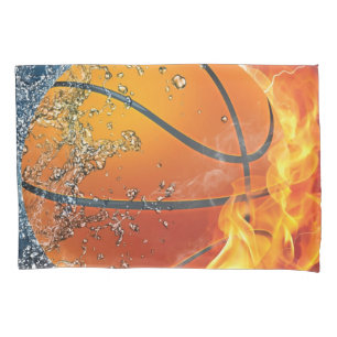 Flaming basketball throw pillow pillowcase