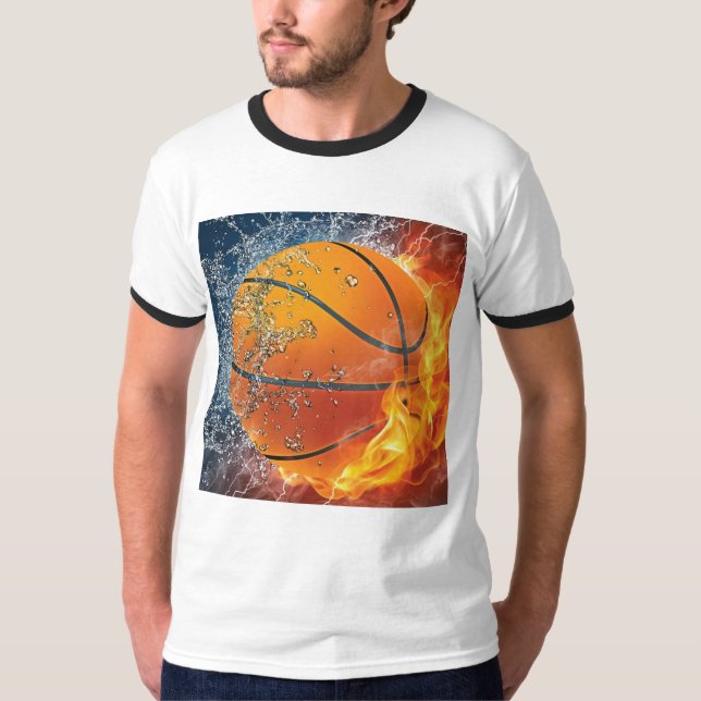 Flaming basketball throw pillow T-Shirt (Front)