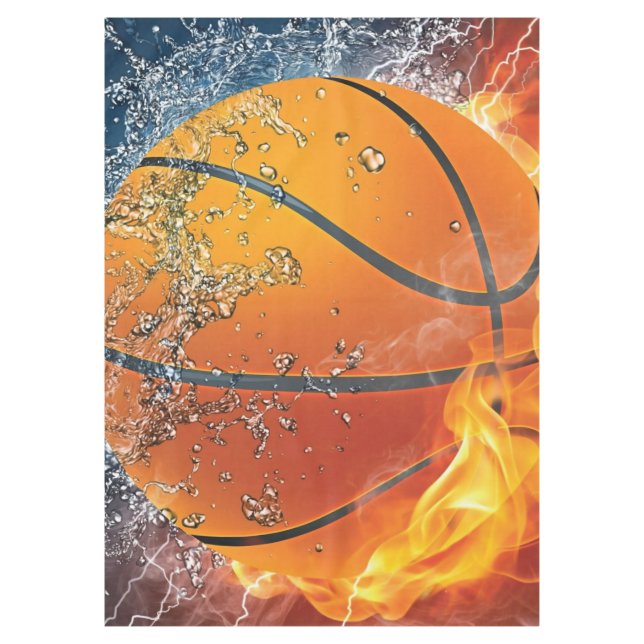 Flaming basketball throw pillow tablecloth (Front)