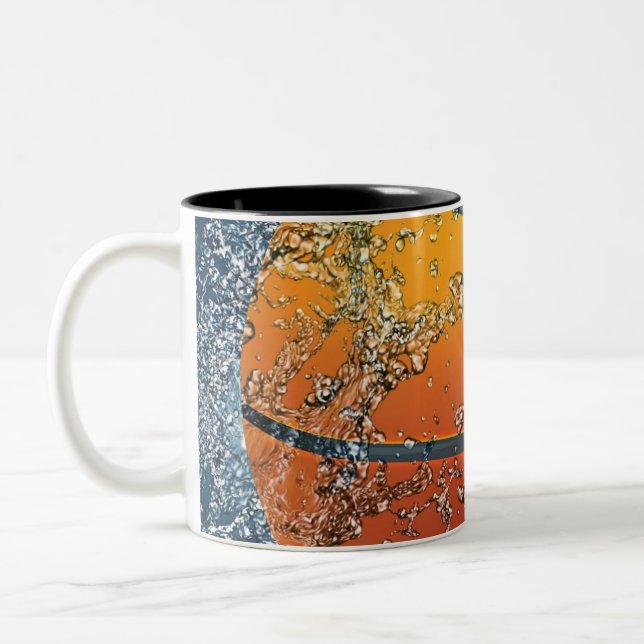 Flaming basketball Two-Tone coffee mug (Left)