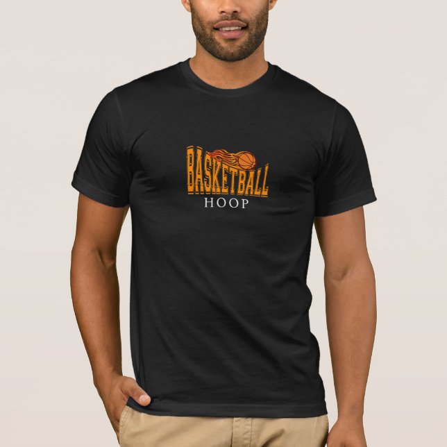 Flaming Basketball Typography Design T-Shirt (Front)