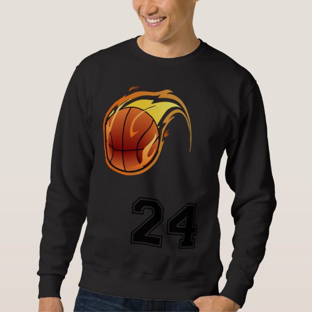 Flaming Basketball with Number 24 on the Front and Sweatshirt (Front)