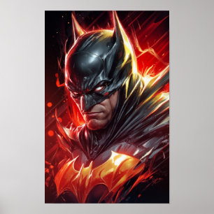 Flaming Bat Emblem Art Poster