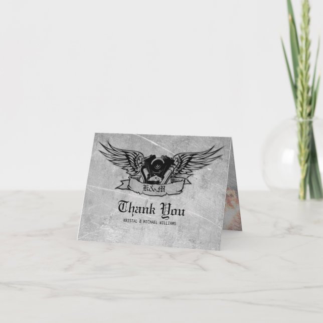 Flaming Biker Thank You Card (Front)