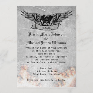 Flaming Biker Wedding Invitation