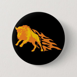 Flaming Bison #3 6 Cm Round Badge