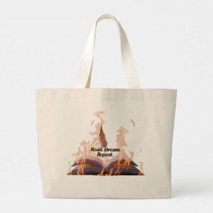 Flaming Book Jumbo Tote Bag - Read Dream Repeat 