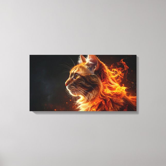 Flaming cat canvas print (Front)