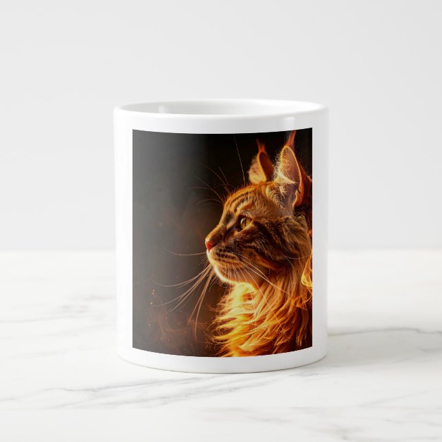 Flaming cat large coffee mug (Front)