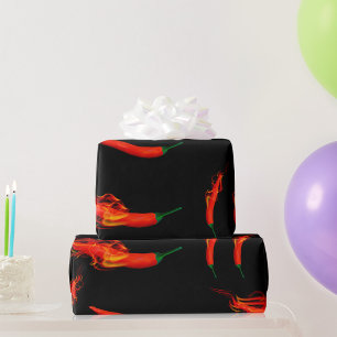 Flaming Chili Peppers Wrapping Paper