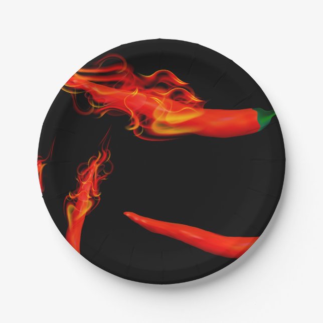 Flaming Chilli Peppers Paper Plate (Front)