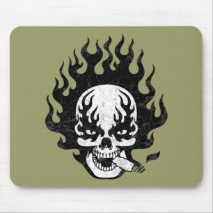 Flaming Cigar Skull -bw Mouse Pad