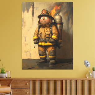 Flaming Concern: The Overwhelmed Firefighter Canvas Print