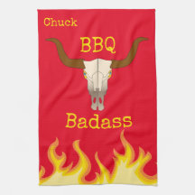 Flaming Cow Skull BBQ Badass