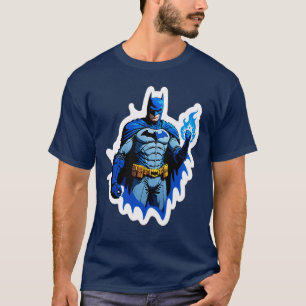Flaming Dark Knight – Blue Fire Superhero Power T-Shirt