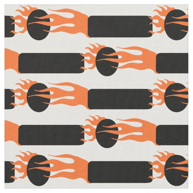 Flaming Dit and Dah Ham Radio Fabric (Close Up)