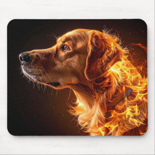 Flaming dog mouse pad