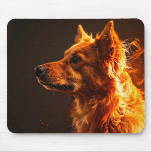 Flaming dog mouse pad