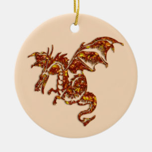 Flaming Dragon Ceramic Tree Decoration