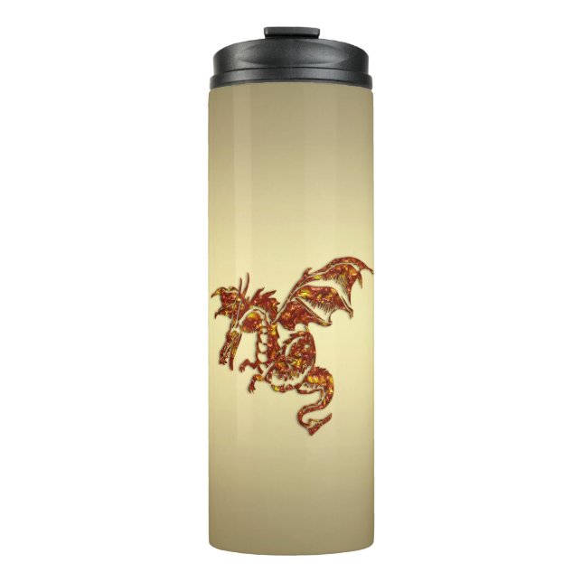 Flaming Dragon Gold Thermal Tumbler (Front)